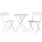 Gardeon 3PC Outdoor Bistro Set Steel Table and Chairs Patio Furniture White