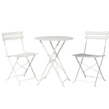 Gardeon 3PC Outdoor Bistro Set Steel Table and Chairs Patio Furniture White - Close-Up Angle