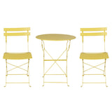 Gardeon 3PC Outdoor Bistro Set Steel Table and Chairs Patio Furniture Yellow - Side View