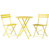 Gardeon 3PC Outdoor Bistro Set Steel Table and Chairs Patio Furniture Yellow - Close-Up Angle