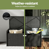 Gardeon Outdoor Storage Bench Box Wicker Garden Sheds Tools Cushion Patio Furniture Black