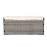 Gardeon Outdoor Storage Bench Box Wicker Garden Sheds Tools Cushion Patio Furniture Grey - Side View