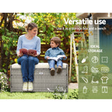 Gardeon Outdoor Storage Bench Box Wicker Garden Sheds Tools Cushion Patio Furniture Grey - 45-Degree Angle