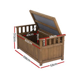 Gardeon Outdoor Storage Bench Box Wooden Garden Toy Tool Sheds Patio Furniture Brown - Front View