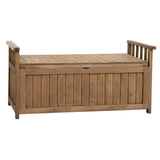 Gardeon Outdoor Storage Bench Box Wooden Garden Toy Tool Sheds Patio Furniture Brown - Side View
