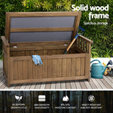 Gardeon Outdoor Storage Bench Box Wooden Garden Toy Tool Sheds Patio Furniture Brown - Top-Down View