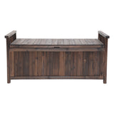 Gardeon Outdoor Storage Bench Box Wooden Garden Toy Tool Shed Patio Furniture Charcoal - Side View