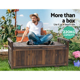Gardeon Outdoor Storage Bench Box Wooden Garden Toy Tool Shed Patio Furniture Charcoal - Rear View