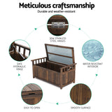 Gardeon Outdoor Storage Bench Box Wooden Garden Toy Tool Shed Patio Furniture Charcoal - Close-Up Angle