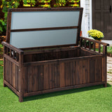 Gardeon Outdoor Storage Bench Box Wooden Garden Toy Tool Shed Patio Furniture Charcoal - Low Angle