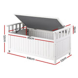 Gardeon Outdoor Storage Bench Box Wooden Garden Toy Tool Patio Furniture White - Front View
