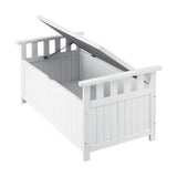 Gardeon Outdoor Storage Bench Box Wooden Garden Toy Tool Patio Furniture White - Side View