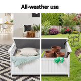 Gardeon Outdoor Storage Bench Box Wooden Garden Toy Tool Patio Furniture White - Top-Down View