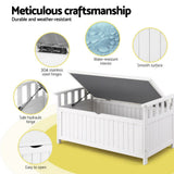 Gardeon Outdoor Storage Bench Box Wooden Garden Toy Tool Patio Furniture White - Rear View