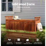 Gardeon Outdoor Storage Bench Box 129cm Wooden Garden Toy Chest Sheds Patio Furniture XL Natural - Top-Down View