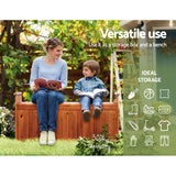 Gardeon Outdoor Storage Bench Box 129cm Wooden Garden Toy Chest Sheds Patio Furniture XL Natural - 45-Degree Angle