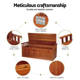 Gardeon Outdoor Storage Bench Box 129cm Wooden Garden Toy Chest Sheds Patio Furniture XL Natural - Rear View