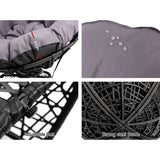 Gardeon Outdoor Chairs Outdoor Furniture Papasan Chair Wicker Patio Garden Black - Side View