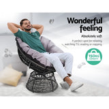 Gardeon Outdoor Chairs Outdoor Furniture Papasan Chair Wicker Patio Garden Black - Top-Down View