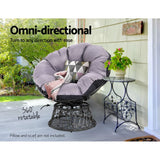 Gardeon Outdoor Chairs Outdoor Furniture Papasan Chair Wicker Patio Garden Black - 45-Degree Angle