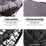 Gardeon Outdoor Chairs Outdoor Furniture Papasan Chair Wicker Patio Garden Black - Close-Up Angle