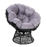 Gardeon Outdoor Chairs Outdoor Furniture Papasan Chair Wicker Patio Garden Black - Low Angle
