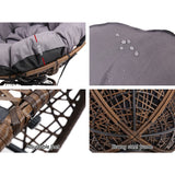 Gardeon Outdoor Chairs Outdoor Furniture Papasan Chair Wicker Patio Garden Brown - Side View