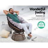 Gardeon Outdoor Chairs Outdoor Furniture Papasan Chair Wicker Patio Garden Brown - Top-Down View