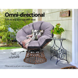 Gardeon Outdoor Chairs Outdoor Furniture Papasan Chair Wicker Patio Garden Brown - 45-Degree Angle