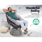 Gardeon Outdoor Chairs Outdoor Furniture Papasan Chair Wicker Patio Garden Grey - Top-Down View
