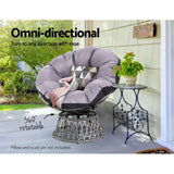 Gardeon Outdoor Chairs Outdoor Furniture Papasan Chair Wicker Patio Garden Grey - 45-Degree Angle