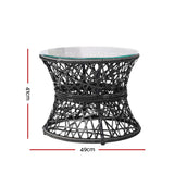 Gardeon Outdoor Lounge Setting Papasan Chair Wicker Table Garden Furniture Black - Side View