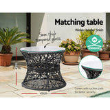 Gardeon Outdoor Lounge Setting Papasan Chair Wicker Table Garden Furniture Black - Close-Up Angle