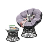 Gardeon Outdoor Lounge Setting Papasan Chair Wicker Table Garden Furniture Black - Low Angle