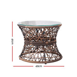 Gardeon Outdoor Lounge Setting Papasan Chair Wicker Table Garden Furniture Brown - Side View