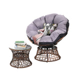 Gardeon Outdoor Lounge Setting Papasan Chair Wicker Table Garden Furniture Brown - Low Angle