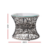 Gardeon Outdoor Lounge Setting Papasan Chair Wicker Table Garden Furniture Grey - Side View