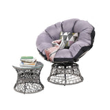 Gardeon Outdoor Lounge Setting Papasan Chair Wicker Table Garden Furniture Grey - Low Angle