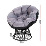 Gardeon Outdoor Lounge Setting Furniture Wicker Papasan Chairs Table Patio Black - Front View