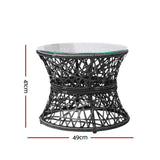 Gardeon Outdoor Lounge Setting Furniture Wicker Papasan Chairs Table Patio Black - Side View
