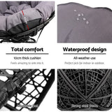 Gardeon Outdoor Lounge Setting Furniture Wicker Papasan Chairs Table Patio Black - Rear View