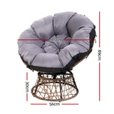Gardeon Outdoor Lounge Setting Furniture Wicker Papasan Chairs Table Patio Brown - Front View
