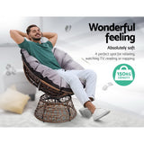 Gardeon Outdoor Lounge Setting Furniture Wicker Papasan Chairs Table Patio Brown - Top-Down View