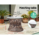 Gardeon Outdoor Lounge Setting Furniture Wicker Papasan Chairs Table Patio Brown - Close-Up Angle