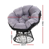 Gardeon Outdoor Lounge Setting Furniture Wicker Papasan Chairs Table Patio Grey - Front View