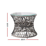 Gardeon Outdoor Lounge Setting Furniture Wicker Papasan Chairs Table Patio Grey - Side View