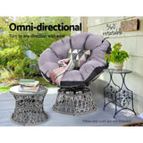Gardeon Outdoor Lounge Setting Furniture Wicker Papasan Chairs Table Patio Grey - 45-Degree Angle