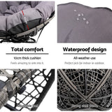 Gardeon Outdoor Lounge Setting Furniture Wicker Papasan Chairs Table Patio Grey - Rear View