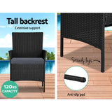 Gardeon 4 Seater Outdoor Sofa Set Wicker Setting Table Chair Furniture Black - 45-Degree Angle