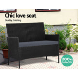 Gardeon 4 Seater Outdoor Sofa Set with Storage Cover Wicker Table Chair Black - Top-Down View